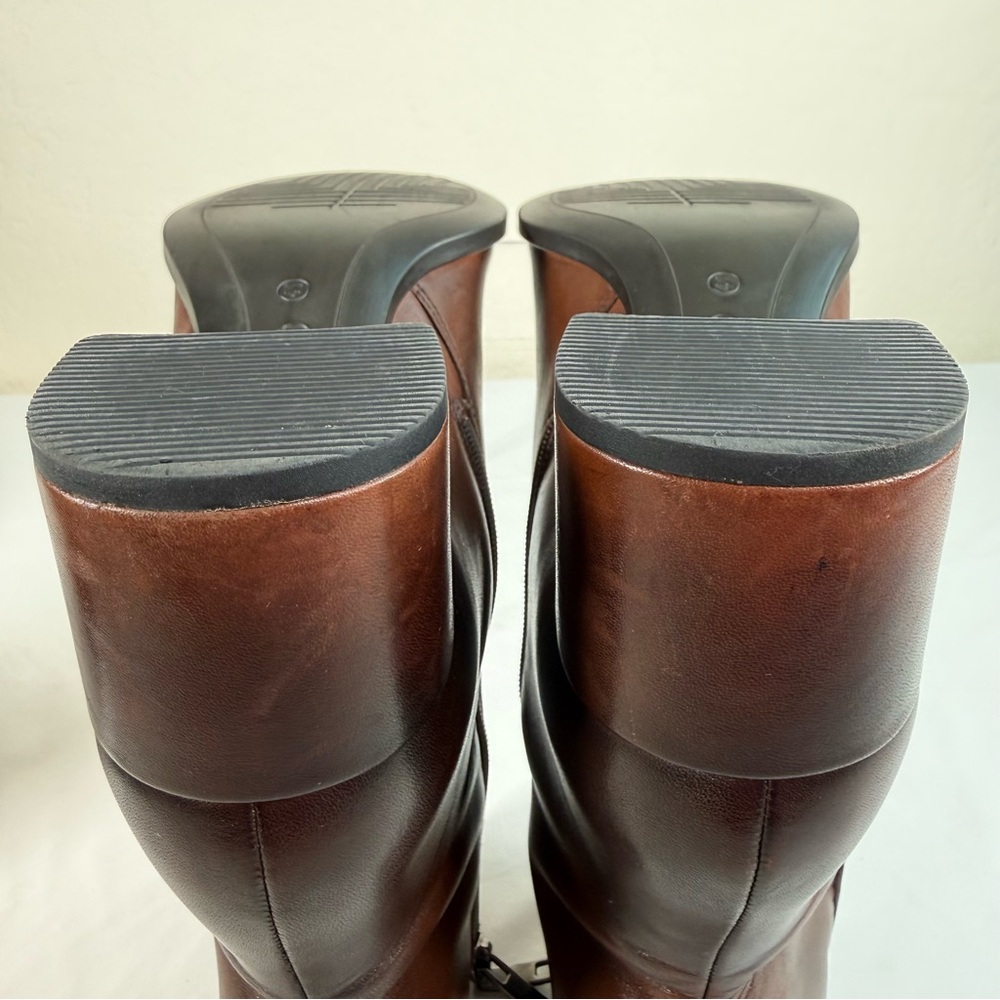 Ecco Shape 35 Danish Block Heels Bison Brown Ankle Boots Booties Size 10 - Picture 13 of 16